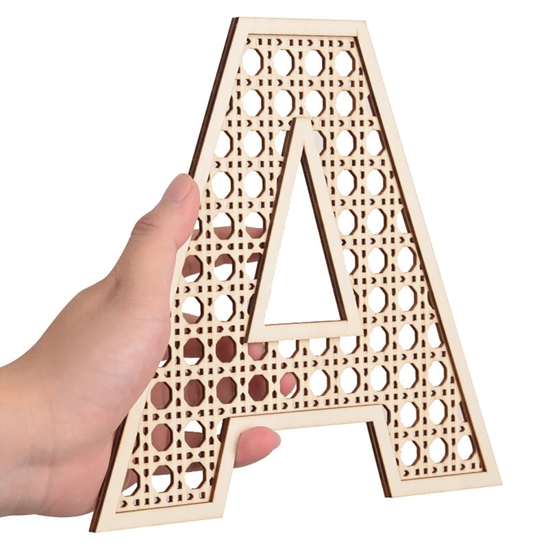 She Love Wooden Rattan Letters 8 inch Wood Letters M for Wall Decor Crafts Boho Nursery Decor for Baby Shower Wedding Bedroom Name Signs Large Rustic Letter Home Decoration - Image 3